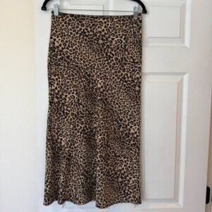 90s Style Cheetah Leopard Print Midi Skirt Size Medium
